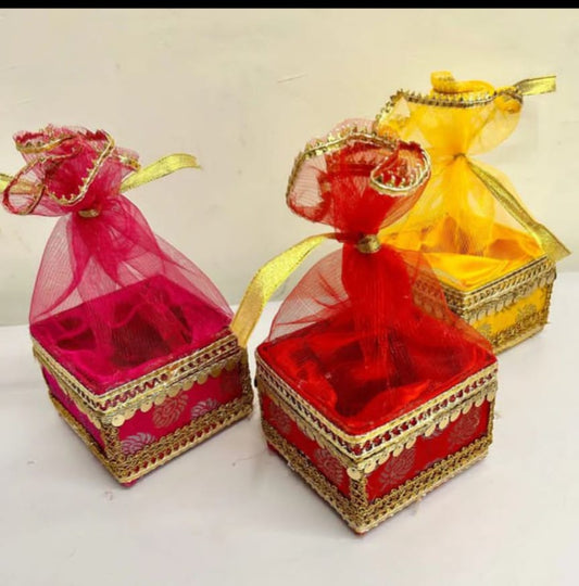Assorted Banarasi & Velvet Gift Boxes – 4.5 x 4.5 x 3 Inch